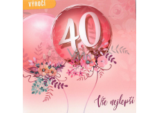 Nekupto 40 years anniversary card 150 x 150 mm Happy Birthday pink