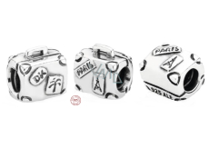 Charm Sterling silver 925 Travel case Paris, travel bracelet bead