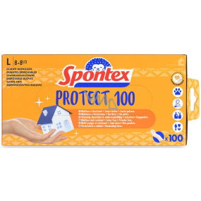 Spontex Protect 100 Disposable, hypoallergenic, powder-free, vinyl, size L, box of 100