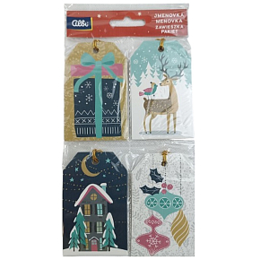 Albi Gift Tag Present, House, Reindeer 12 pieces