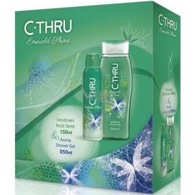 C-Thru Emerald Shine deodorant spray for women 150 ml + shower gel 250 ml, gift set