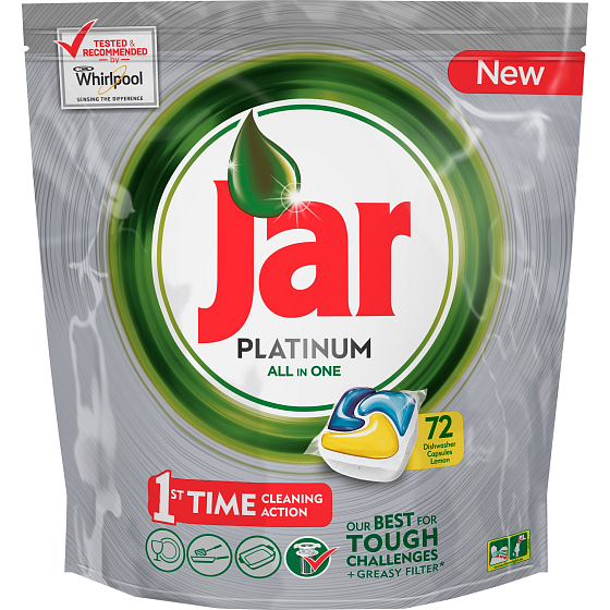Jar Platinum All in One Lemon Dishwasher capsules 72 pieces