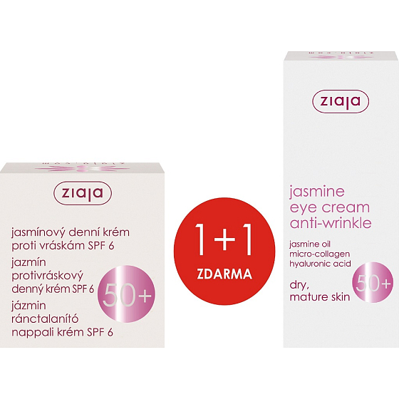 Ziaja Jasmine 50+ anti-wrinkle day cream 50 ml + anti-wrinkle cream for eyes and eyelids 15 ml