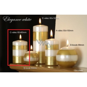 Lima Elegance White Candle Gold Cylinder 60 x 90 mm 1 piece