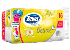 Zewa Deluxe Aqua Tube Delicate Camomile Comfort parfémovaný toaletní papír 3 vrstvý 150 útržků 16 kusů, rolička, kterou můžete spláchnout