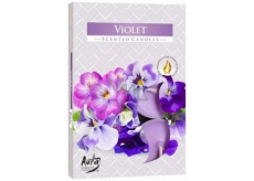 Bispol Aura Violet s vůní fialky vonné čajové svíčky 6 kusů