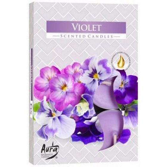 Bispol Aura Violet - Violet scented tealights 6 pieces
