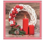 Aha Paper napkins 3 ply 33 x 33 cm 20 pieces Christmas White wreath, 2 red candles and decorations