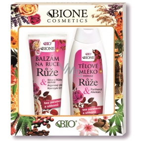 Bione Cosmetics Rose body lotion 500 ml + hand balm 205 ml, cosmetic set