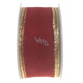 Ditipo Fabric ribbon with wire red gold edge 3 mx 25 mm