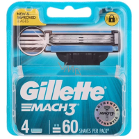 Gillette Mach3 replacement cartridges 4 pieces, for men