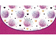 Nekupto Greeting card money envelope Pink with flowers 116 x 220 mm