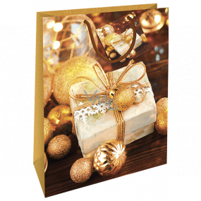 Nekupto Gift paper bag 32.5 x 26 x 13 cm Christmas gold gift WBL 1947 01