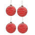 Red glass flasks with white stripes 8 cm, 4 pieces in a package