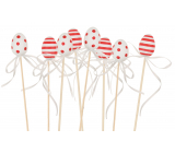 Egg with stripes and polka dots red and white 4 cm + skewers, various motifs