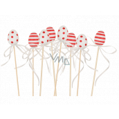 Egg with stripes and polka dots red and white 4 cm + skewers, various motifs