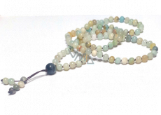 108 Mala Amazonite necklace, meditation jewelry, natural stone, elastic, bead 6 mm