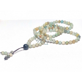 108 Mala Amazonite necklace, meditation jewelry, natural stone, elastic, bead 6 mm