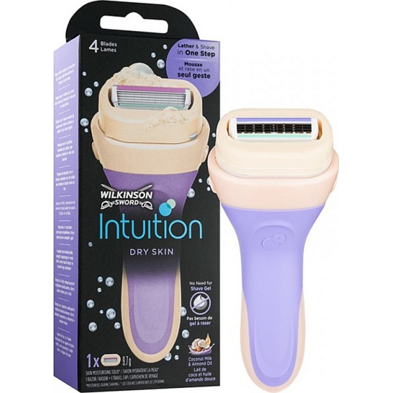 Wilkinson Intuition Dry Skin Coconut Milk & Almond Oil 4 blade shaver for women + replacement head 1 piece