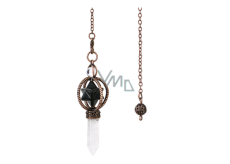 Onyx Merkaba pendulum + clear quartz + bronze, natural stone pendant 7,7 cm, chain approx. 26,5 cm