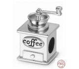 Charm Sterling silver 925 Coffee grinder - handmade, retro, bead for bracelet, food and drink