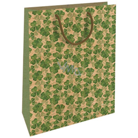 Nekupto Gift kraft bag 37 x 28 x 10 cm Four-leaf clovers