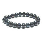 Black pearl elastic bracelet, natural, 9 mm bead / 16 - 17 cm, symbol of femininity, brings admiration