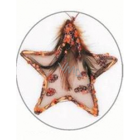 Star with feather and sequins Copper for hanging 11 cm