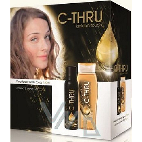 C-Thru Golden Touch shower gel 250 ml + deodorant spray 150 ml, for women cosmetic set