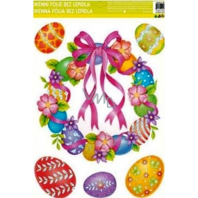 Glue-free window foil Easter hologram wreath with Easter eggs