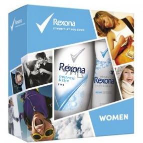 Rexona Invisible Aqua antiperspirant deodorant spray for women 150 ml + Freshness & Care shower gel 250 ml, cosmetic set