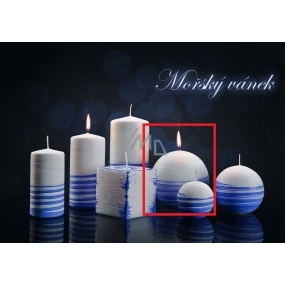 Lima Aromatic spiral Sea breeze candle white - blue sphere diameter 100 mm 1 piece
