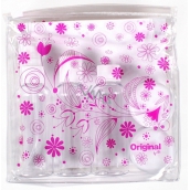Albi Original Travel Bottle Set 3 x 80 ml + 2 Containers + Pink Flowers Case - 15 cm x 15 cm x 4.5 cm