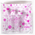 Albi Original Travel Bottle Set 3 x 80 ml + 2 Containers + Pink Flowers Case - 15 cm x 15 cm x 4.5 cm
