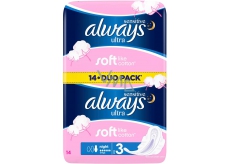 Always Sensitive Ultra Night Duo sanitary pads with wings 14 pieces