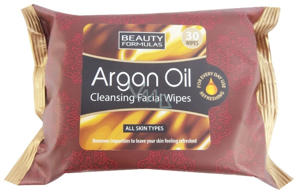 Beauty Formulas Argan Oil Cosmetic makeup and cleaning wipes 30 pieces