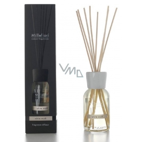 Millefiori Milano Natural White Musk - White musk Diffuser 100 ml + 7 stalks 25 cm long for smaller spaces lasts 5-6 weeks