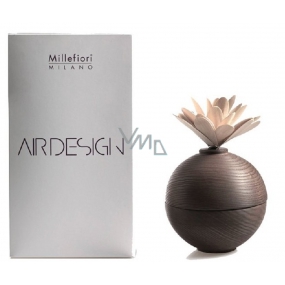 Millefiori Milano Air Design Diffuser Container for Scenting Fragrance Using Porous Wooden Top with Flower Brown Ball