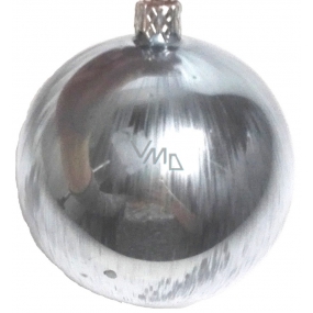 Irisa Glass Baubles Silver Metallic Smooth, Set of 4 Pieces, 8 cm