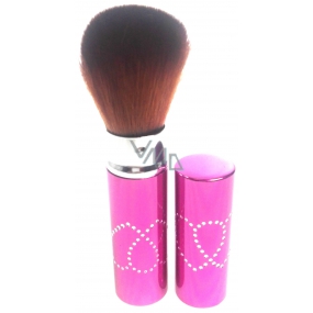 Cosmetic brush with synthetic bristles for powder with cap pink 11 cm 30450-06