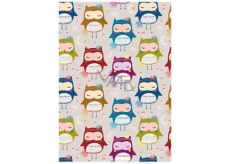 Ditipo Wrapping paper gray, colored owls 100 x 70 cm 2 pieces