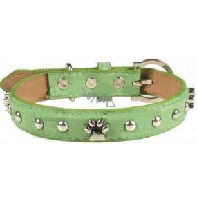 Tatrapet Collar Leather green decorated with paws 2.5 x 55 cm