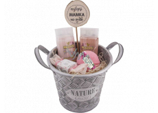 Bohemia Gifts For Mom Rosehip and rose flowers shower gel 200 ml + hair shampoo 200 ml + effervescent bomb 100 g + toilet soap 30 g + wooden recess + tin, cosmetic set