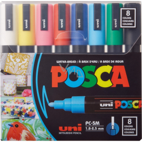 Posca Universal acrylic marker set 1,8 - 2,5 mm Mix of basic colours 8 pieces PC-5M