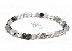 Crystal with Tourmaline bracelet elastic natural stone, bead 5 mm / 16 - 17 cm, stone stones