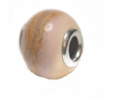 Jasper pendant round natural stone 14 mm, hole 4,2 mm 1 piece, stone of positive energy