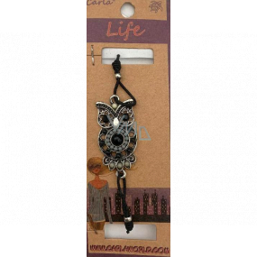 Albi Jewellery bracelet rubber band black Owl with pearls symbol of wisdom 1 piece