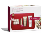 Clarins Nutri-Lumiére revitalizing day cream 50 ml + nourishing cream 10 ml + nourishing night cream 15 ml + caring hand and nail cream 30 ml + cosmetic bag, cosmetic set for women