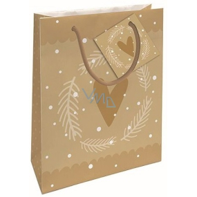 Nekupto Gift paper bag 14 x 11 x 6,5 cm Christmas gold with heart