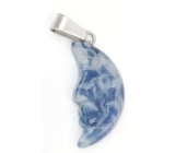 Sodalite Moon pendant natural stone, hand cut figurine 2,2 x 10 mm, stone communication